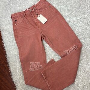 Kancan ultra high rise 90s straight jeans dusty pink size 27 new